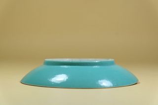 A Chinese Turquoise Blue Glazed Dragons Porcelain Dish/Plate.  Marked. 11
