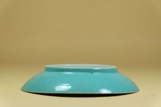 A Chinese Turquoise Blue Glazed Dragons Porcelain Dish/Plate.  Marked. 12