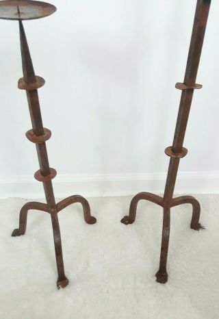 Gothic Wrought Iron 17th Century Handmade Pricket Floor Candle Stand Candlestick 2