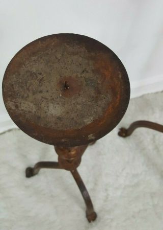 Gothic Wrought Iron 17th Century Handmade Pricket Floor Candle Stand Candlestick 4