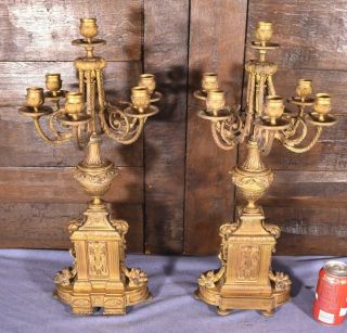 23 " Antique French Gilt Bronze Candelabra/candlesticks For A Mantel