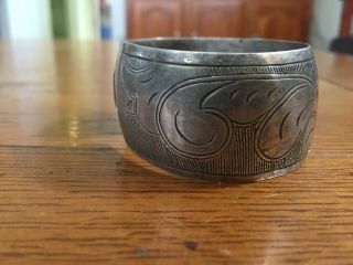 Antique Northwest Coast Native Silver Potlatch Bracelet Tlingit Haida 1880 - 1900 6