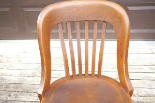 VINTAGE 1920 ' S THE B L MARBLE CHAIR CO SOLID WOOD OAK ? OFFICE CHAIR ON WHEELS 2