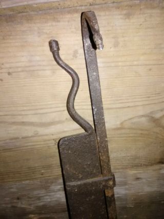 Antique Wrought Iron Hanging Saw - tooth Trammel Lighting candle holder RARE 6