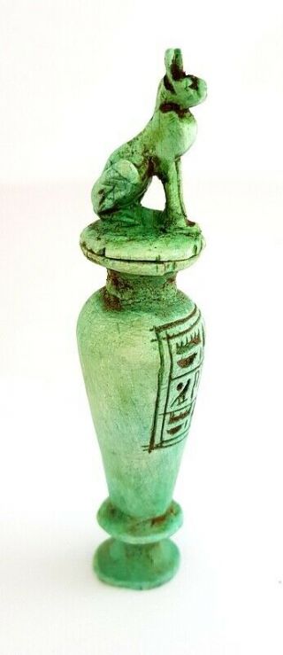 Fabulous Rare Bastet Craft Amulet Egyptian Antique Faience Bast Cat Figurine