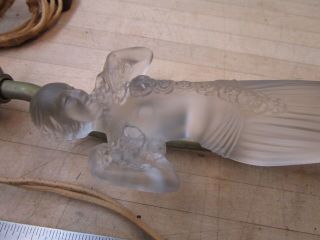 Art Deco Frosted Glass Table Lamp of Nude Woman Lady FIGURAL Boudior Vanity 4