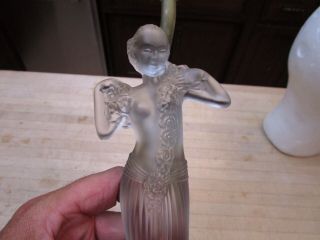 Art Deco Frosted Glass Table Lamp of Nude Woman Lady FIGURAL Boudior Vanity 8