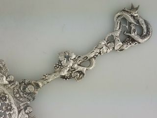 Incredible Dutch.  833 Silver Large Ornamental Spoon w/ snake birds angels cherub 3