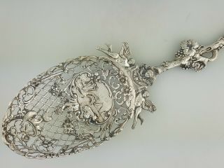 Incredible Dutch.  833 Silver Large Ornamental Spoon w/ snake birds angels cherub 5