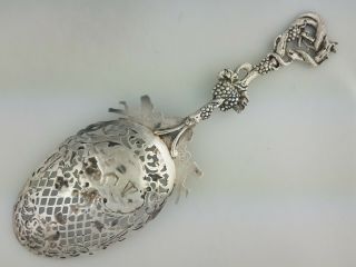 Incredible Dutch.  833 Silver Large Ornamental Spoon w/ snake birds angels cherub 7