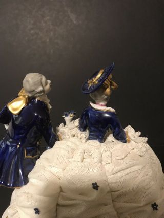 Dresden Lace Porcelain Figurine from Germany Unterweissbach Courting Couple 9