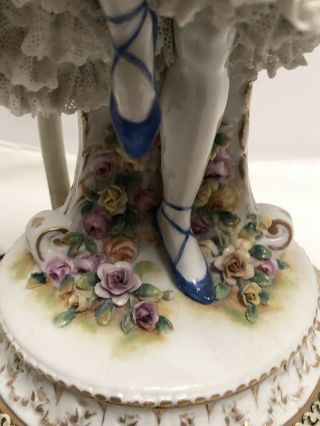 Antique Dresden figurine German Fabulous porcelain Lace figurine Ballerina Lamp 10