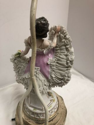 Antique Dresden figurine German Fabulous porcelain Lace figurine Ballerina Lamp 5