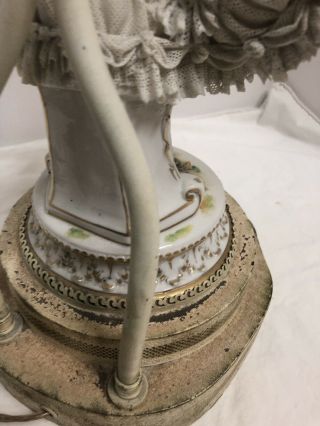 Antique Dresden figurine German Fabulous porcelain Lace figurine Ballerina Lamp 7