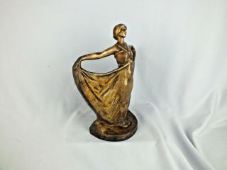 Antique Deco Girl Doorstop in Rare Solid Bronze or Brass w Old Surface 2