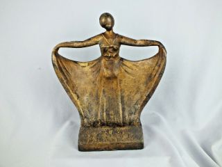 Antique Deco Girl Doorstop in Rare Solid Bronze or Brass w Old Surface 4