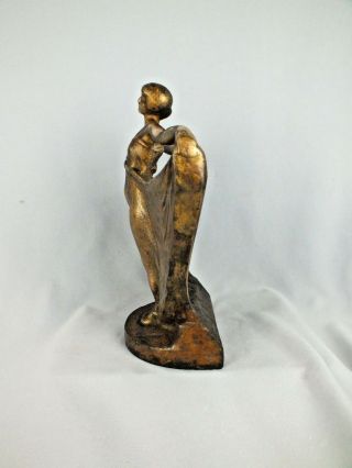 Antique Deco Girl Doorstop in Rare Solid Bronze or Brass w Old Surface 5