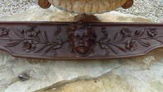 55 ' Antique French Hand Carved Wood Walnut Pediment child ' s Portrait Head 19 th 2