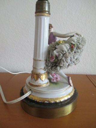 ANTIQUE MULLER VOLKSTEDT DRESDEN PORCELAIN LAMP FIGURINE. 6