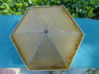 Antique Bronze Brass and Leaded Glass Gothic Style Hanging Lamp Shade Chandelier 5