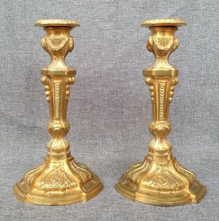 Antique Louis Xvi Style Candlesticks Made Of Bronze 19th Century France