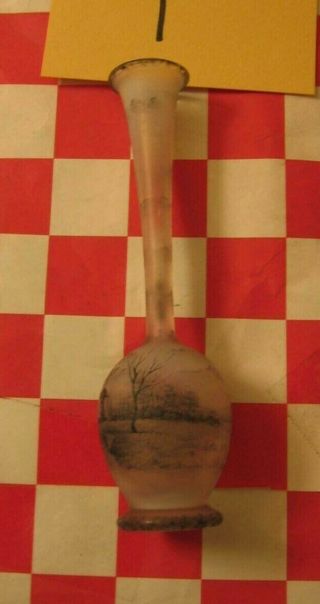 antique glass salt vase - rare (1) - Daum - windmill,  boats - 10