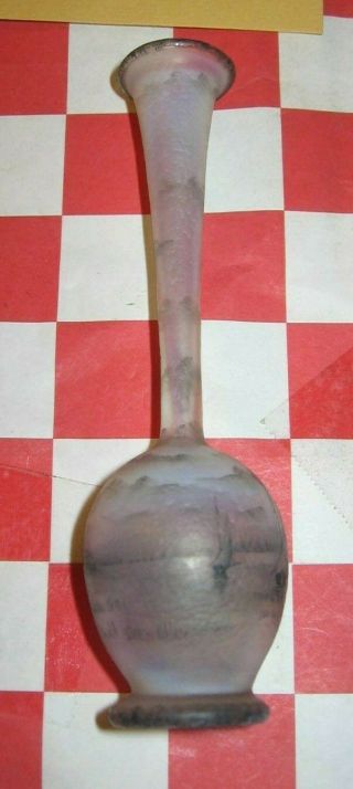 antique glass salt vase - rare (1) - Daum - windmill,  boats - 6