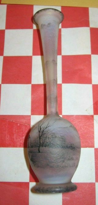 antique glass salt vase - rare (1) - Daum - windmill,  boats - 7