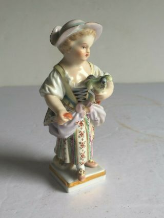 Antique Meissen Porcelain Figure GIRL WITH BIRD Incised Marks KAENDLER 3