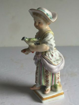 Antique Meissen Porcelain Figure GIRL WITH BIRD Incised Marks KAENDLER 4