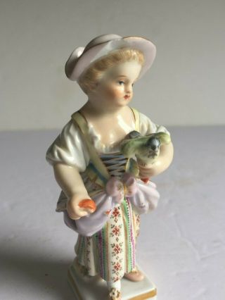 Antique Meissen Porcelain Figure GIRL WITH BIRD Incised Marks KAENDLER 5