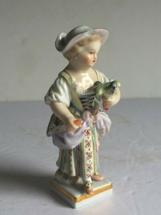 Antique Meissen Porcelain Figure GIRL WITH BIRD Incised Marks KAENDLER 8