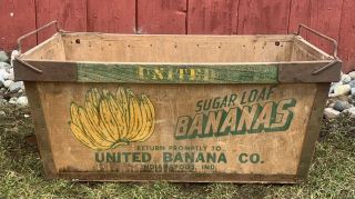 2 Vtg 20s 30s Sugar Loaf Bananas Large Wood Crate Box Indianapolis In