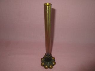 Lct Tiffany Studios Favrile Pulled Glass Bronze Ball Base Bud Stick Vase 717 11 "