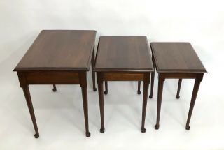 Vintage PENNSYLVANIA HOUSE Queen Anne Solid Cherry 3 Stacking Nesting Tables 5