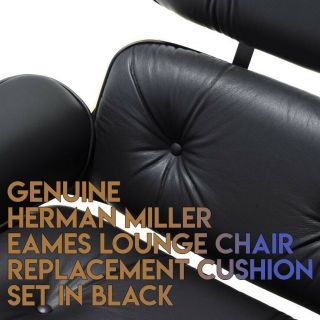 Herman Miller Eames Lounge Chair Replacement Leather Cushion Set Black -