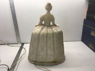 ANTIQUE VICTORIAN ALABASTER ART LADY WOMEN DRESS LAMP LIGHT STATUE 15”H 8