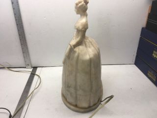 ANTIQUE VICTORIAN ALABASTER ART LADY WOMEN DRESS LAMP LIGHT STATUE 15”H 9