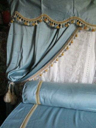 Stunning Vintage French Bedroom Linen Set Curtains Pelmet Bed Cover Bolster Case