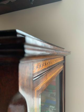 cherry wood glass curio cabinet with burled inlay 4