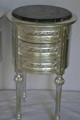 Nightstand Lxvi Style Bedside Table Pedestal Table Silver