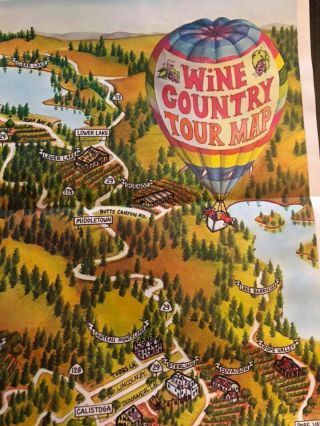 vintage 1983 Ron Morales Wine Country Tour Map Napa Sonoma poster travel guide 4