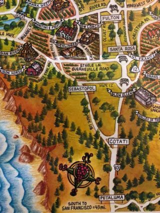 vintage 1983 Ron Morales Wine Country Tour Map Napa Sonoma poster travel guide 5