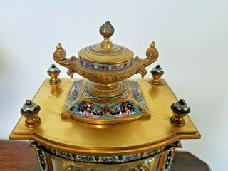 French Champleve Regulator Gilt Bronze Clock Cloisonne Enamel Glass 19th Century 2