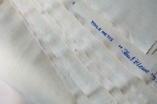 Vintage French Fleur Bleue Métis Linen Sheeting,  Fabric 9 Metres X 240cm