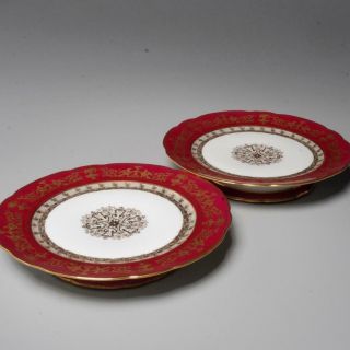 Antique Edouard Honore Paris Porcelain Footed Plates