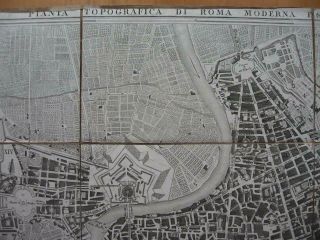 1837 - MONALDINI after NOLLI - ITALY Foldout plan ROME Roma Italia on linen 3