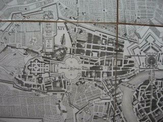 1837 - MONALDINI after NOLLI - ITALY Foldout plan ROME Roma Italia on linen 5