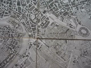 1837 - MONALDINI after NOLLI - ITALY Foldout plan ROME Roma Italia on linen 8