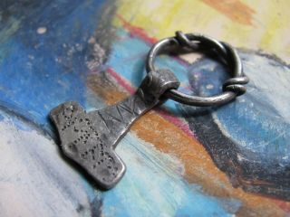 Rare Ancient Silver Viking Thors Hammer Amulet Pendant C 8th / 9th.  Cent Ad.